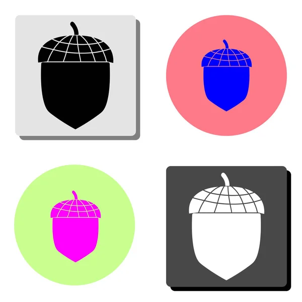 Eichel Einfache Darstellung Des Flachen Vektorsymbols Auf Vier Verschiedenen Farbhintergründen — Stockvektor