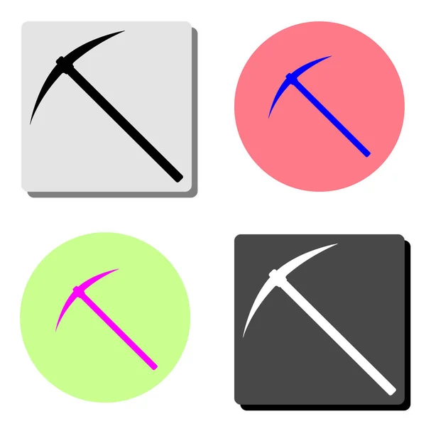 Pickaxe Ilustração Ícone Vetor Plano Simples Quatro Fundos Cores Diferentes — Vetor de Stock