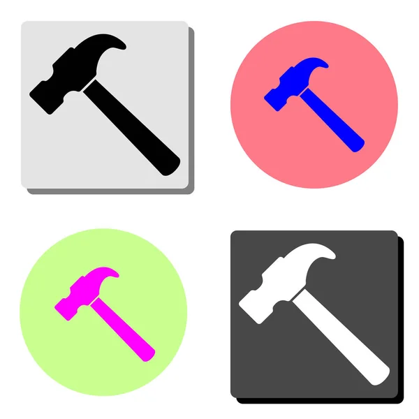 Hammer Jednoduchý Plochý Vektorové Ilustrace Ikona Čtyři Různé Barvy Pozadí — Stockový vektor