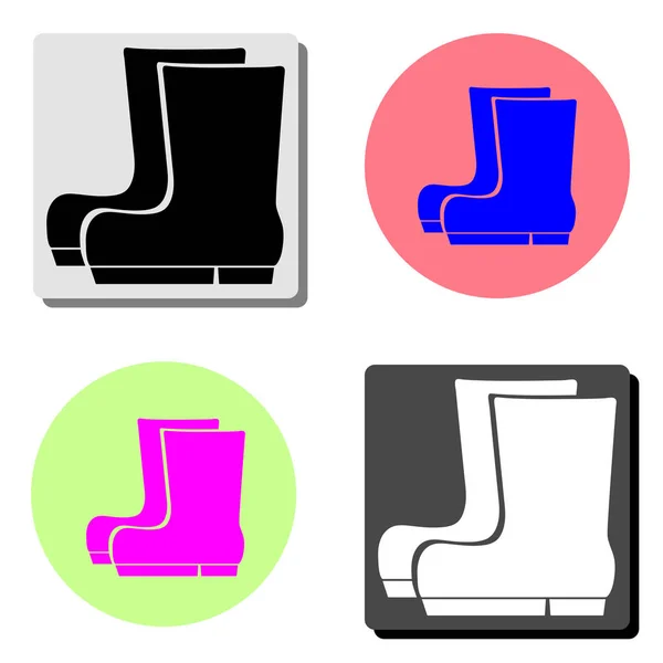 Botas Ilustração Ícone Vetor Plano Simples Quatro Fundos Cores Diferentes —  Vetores de Stock