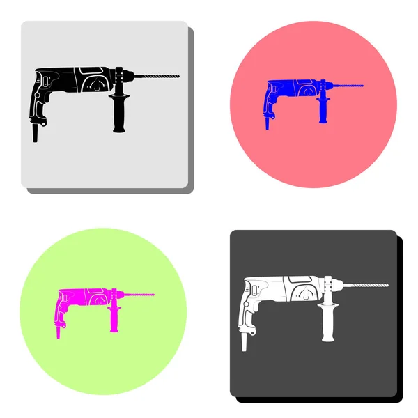 Bohrmaschine Einfache Darstellung Des Flachen Vektorsymbols Auf Vier Verschiedenen Farbhintergründen — Stockvektor