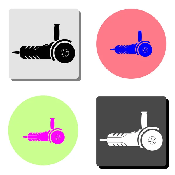 Amoladora Angular Ilustración Simple Icono Vector Plano Cuatro Fondos Color — Vector de stock