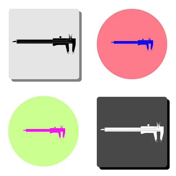 Vernier Bremssattel Einfache Darstellung Des Flachen Vektorsymbols Auf Vier Verschiedenen — Stockvektor