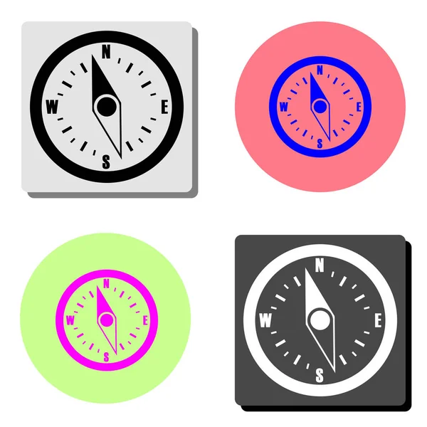 Kompass Einfache Darstellung Des Flachen Vektorsymbols Auf Vier Verschiedenen Farbhintergründen — Stockvektor