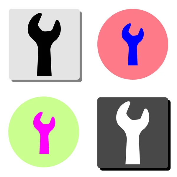Schraubenschlüssel Einfache Darstellung Des Flachen Vektorsymbols Auf Vier Verschiedenen Farbhintergründen — Stockvektor