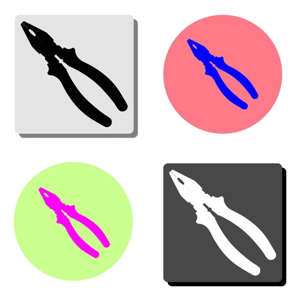 Zange Einfache Darstellung Des Flachen Vektorsymbols Auf Vier Verschiedenen Farbhintergründen — Stockvektor