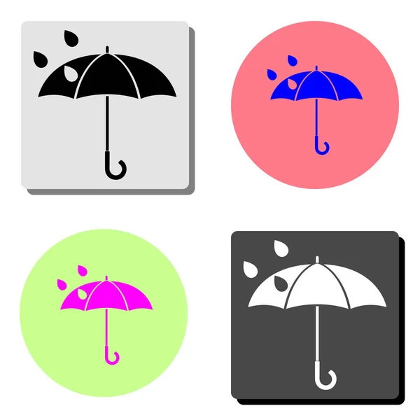 Umbrella Simple Flat Vector Icon Illustration Four Different Color Backgrounds — Stock Vector