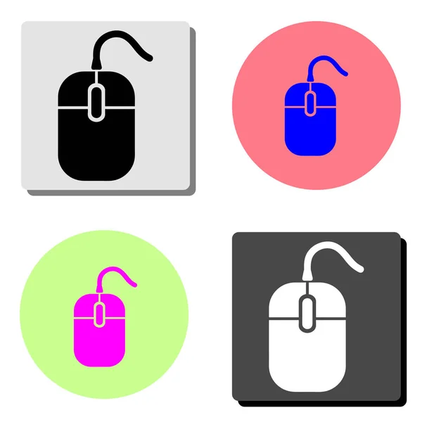计算机鼠标 简单的平面矢量图标插图上的四个不同的颜色背景 — 图库矢量图片