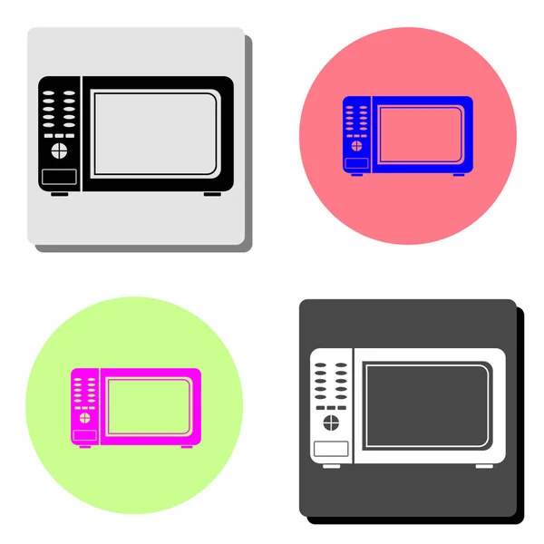 Mikrowelle Einfache Darstellung Des Flachen Vektorsymbols Auf Vier Verschiedenen Farbhintergründen — Stockvektor