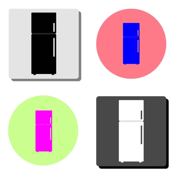Koelkast Eenvoudige Platte Vector Pictogram Illustratie Vier Verschillende Kleuren Achtergronden — Stockvector