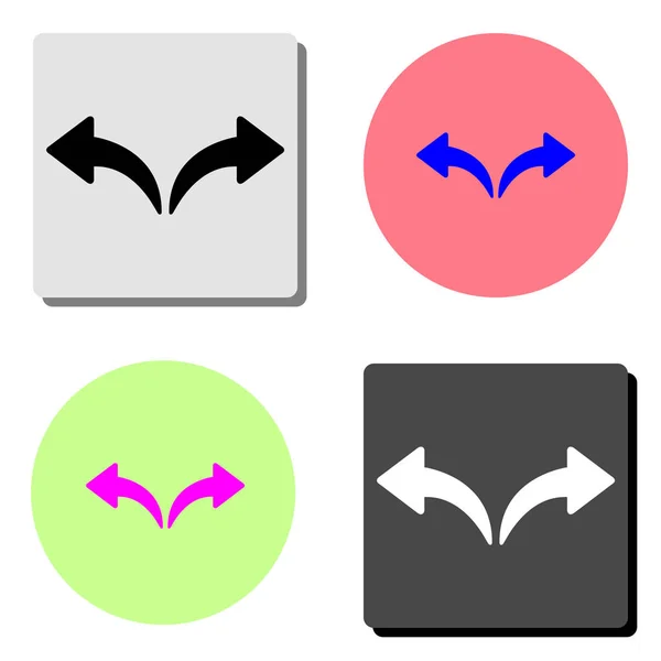 左と右の矢印 つの異なる色の背景のシンプルなフラット ベクトル アイコン イラスト — ストックベクタ