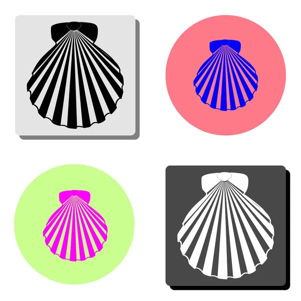 Muschelmeer Einfache Darstellung Des Flachen Vektorsymbols Auf Vier Verschiedenen Farbhintergründen — Stockvektor