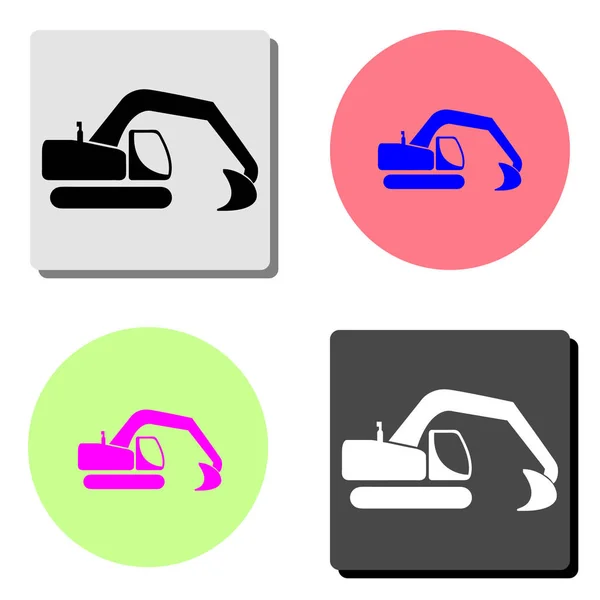 Excavator Simple Flat Vector Icon Illustration Four Different Color Backgrounds — Stock Vector