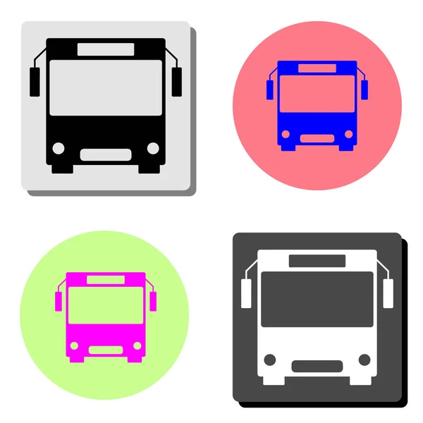 Ônibus Ilustração Ícone Vetor Plano Simples Quatro Fundos Cores Diferentes — Vetor de Stock