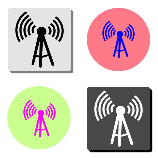 Antena Ilustración Simple Icono Vector Plano Cuatro Fondos Color Diferentes — Vector de stock