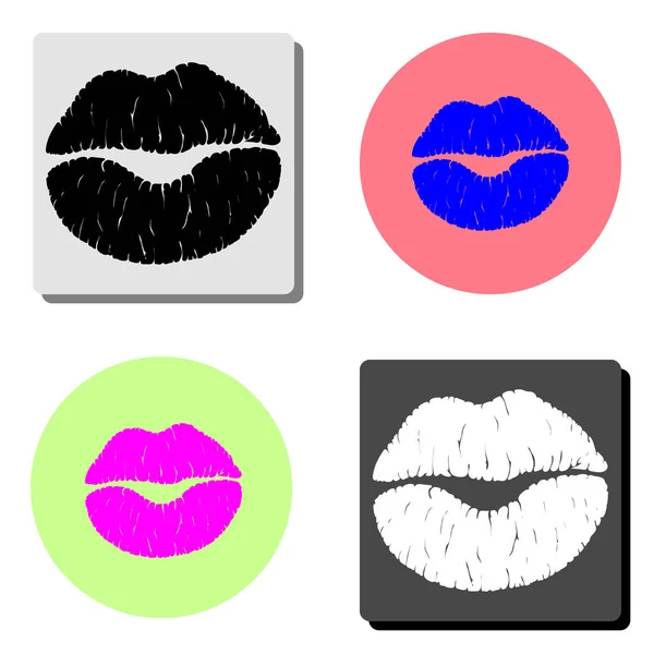 Lippen Einfache Darstellung Des Flachen Vektorsymbols Auf Vier Verschiedenen Farbhintergründen — Stockvektor