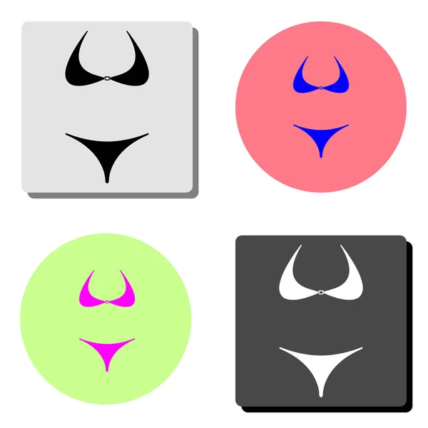 Lingerie Swimsuit Bikini Simple Flat Vector Icon Illustration Four Different — Stock Vector