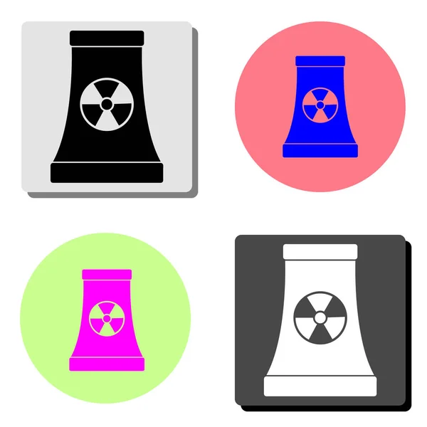 Kernkraftwerk Einfache Darstellung Des Flachen Vektorsymbols Auf Vier Verschiedenen Farbhintergründen — Stockvektor