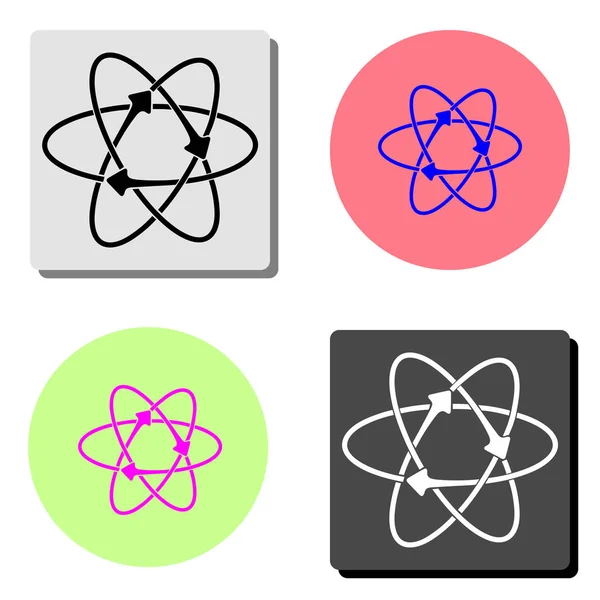 Atom Jednoduchý Plochý Vektorové Ilustrace Ikona Čtyři Různé Barvy Pozadí — Stockový vektor