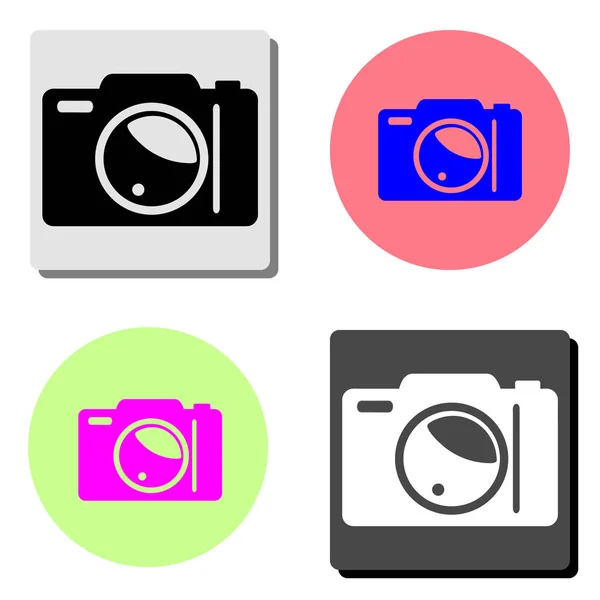 Camera Simple Flat Vector Icon Illustration Four Different Color Backgrounds — Stock Vector