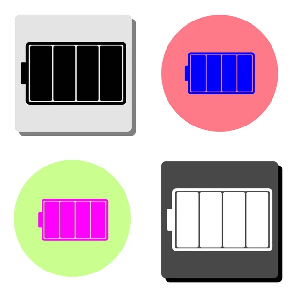 Batteria Semplice Illustrazione Dell Icona Vettoriale Piatta Quattro Diversi Sfondi — Vettoriale Stock