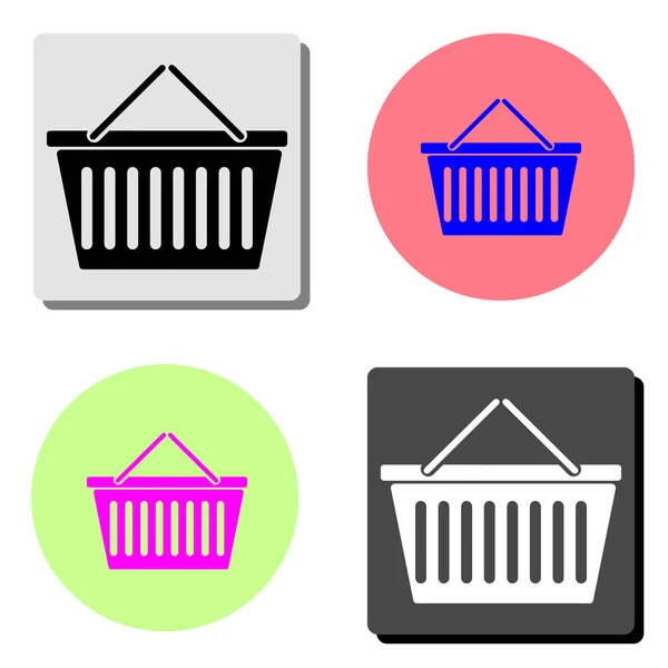 Cesta Ilustración Simple Icono Vector Plano Cuatro Fondos Color Diferentes — Archivo Imágenes Vectoriales