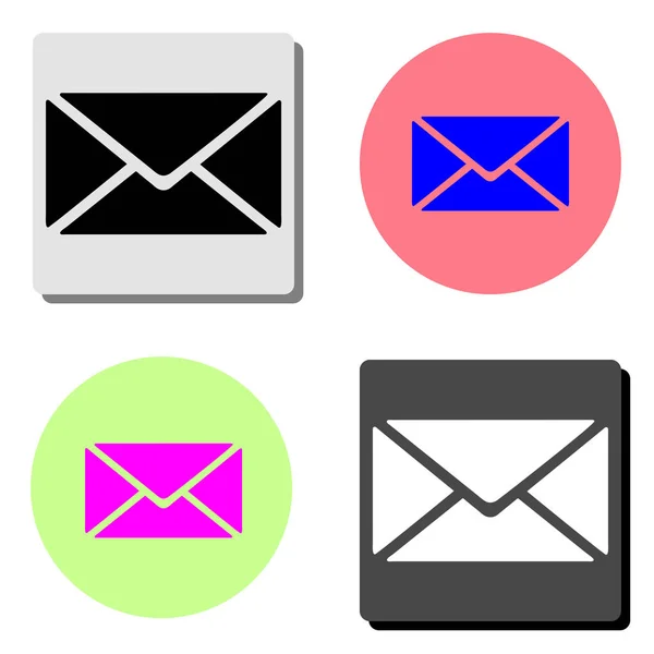 Correo Carta Ilustración Simple Icono Vector Plano Cuatro Fondos Color — Archivo Imágenes Vectoriales