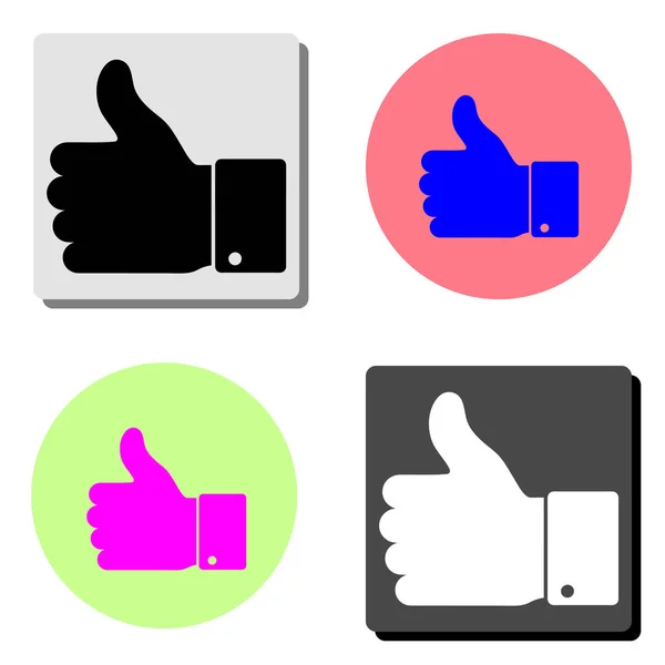 Hand Thumb Simple Flat Vector Icon Illustration Four Different Color — Stock Vector
