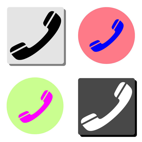 Телефон. простая иллюстрация значка плоского вектора на четырех разных цветовых фонах
