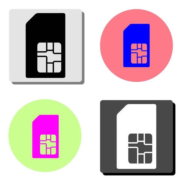 Tarjeta Sim Ilustración Simple Icono Vector Plano Cuatro Fondos Color — Archivo Imágenes Vectoriales