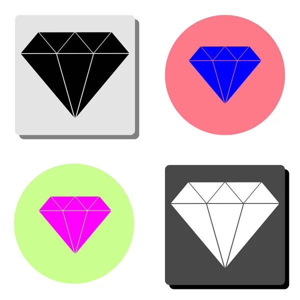 Diamante Ilustración Simple Icono Vector Plano Cuatro Fondos Color Diferentes — Vector de stock