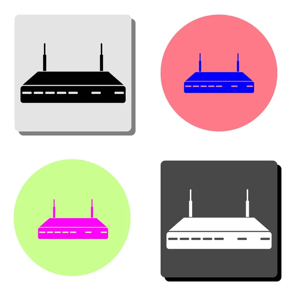 Router Wifi Ilustración Simple Icono Vector Plano Cuatro Fondos Color — Vector de stock