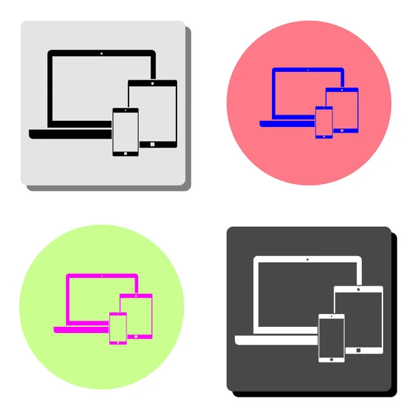 Smartphones Tablets Laptop Ilustración Simple Icono Vector Plano Cuatro Fondos — Archivo Imágenes Vectoriales