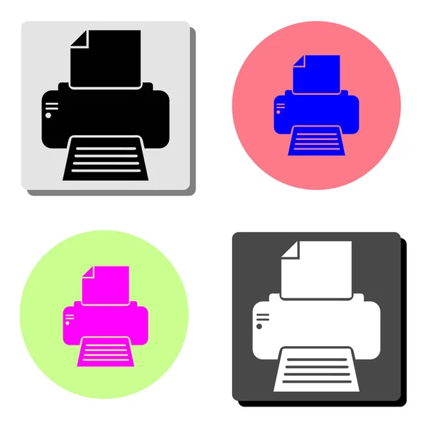 Impresora Fax Ilustración Simple Icono Vector Plano Cuatro Fondos Color — Vector de stock