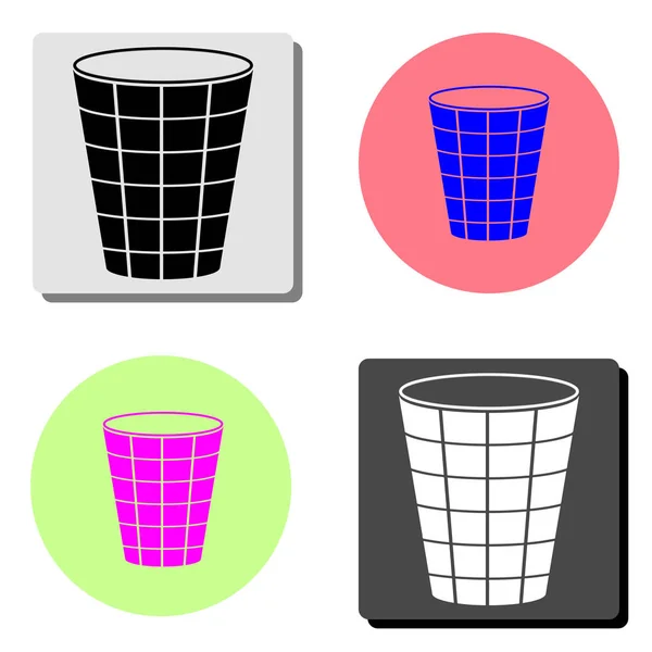 Une Poubelle Illustration Simple Icône Vectorielle Plate Sur Quatre Fonds — Image vectorielle