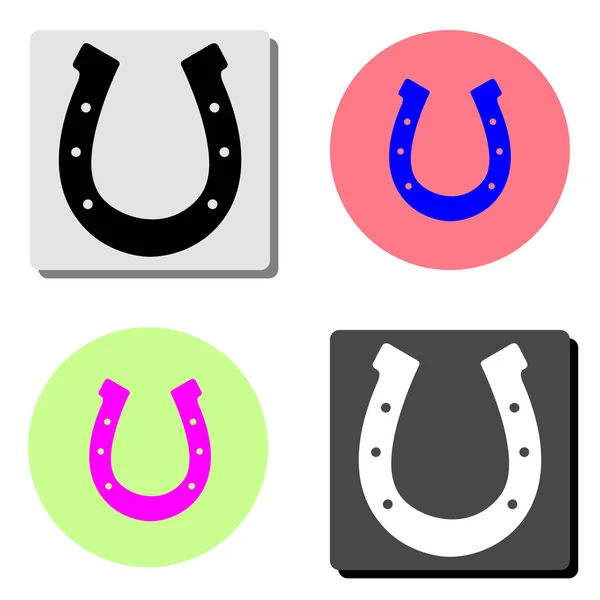 Horseshoe Simple Flat Vector Icon Illustration Four Different Color Backgrounds — Stock Vector