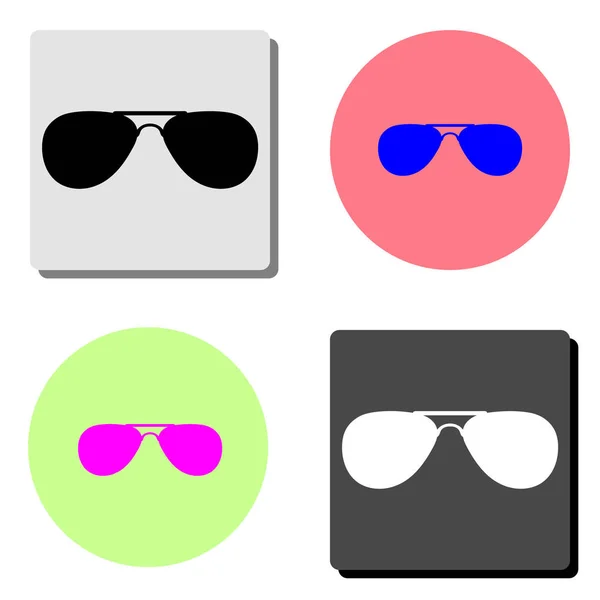 Glasses Simple Flat Vector Icon Illustration Four Different Color Backgrounds — Stock Vector