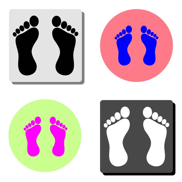 Foot Simple Flat Vector Icon Illustration Four Different Color Backgrounds — Stock Vector