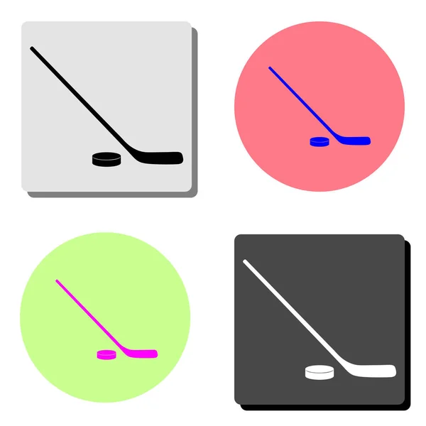 Hockey Eenvoudige Platte Vector Pictogram Illustratie Vier Verschillende Kleuren Achtergronden — Stockvector
