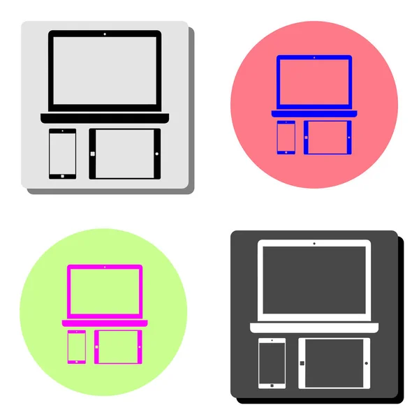 Mobilgeräte Einfache Darstellung Des Flachen Vektorsymbols Auf Vier Verschiedenen Farbhintergründen — Stockvektor