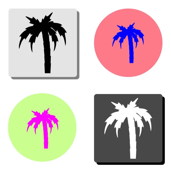 Palm Ilustración Simple Icono Vector Plano Cuatro Fondos Color Diferentes — Archivo Imágenes Vectoriales