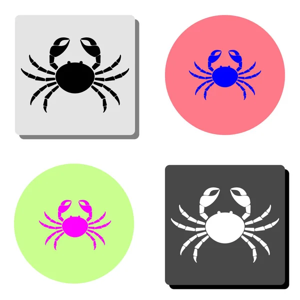 Crabe Illustration Simple Icône Vectorielle Plate Sur Quatre Fonds Couleurs — Image vectorielle