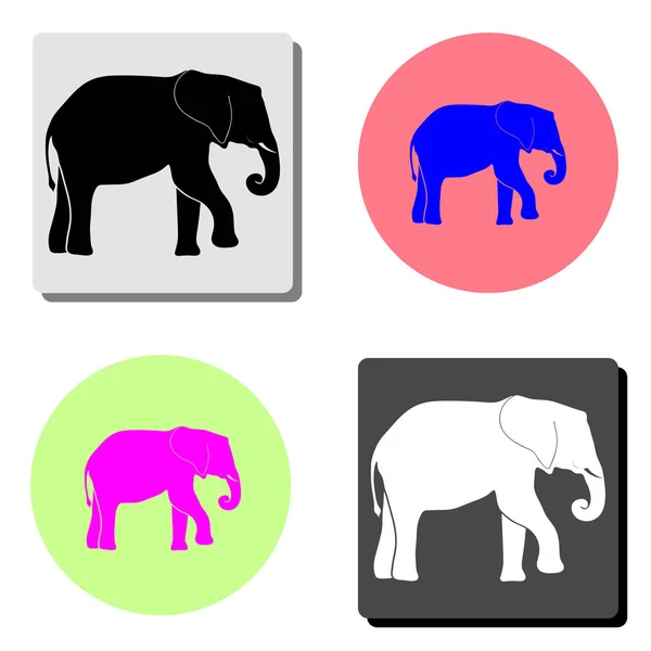 Elefante Ilustración Simple Icono Vector Plano Cuatro Fondos Color Diferentes — Vector de stock