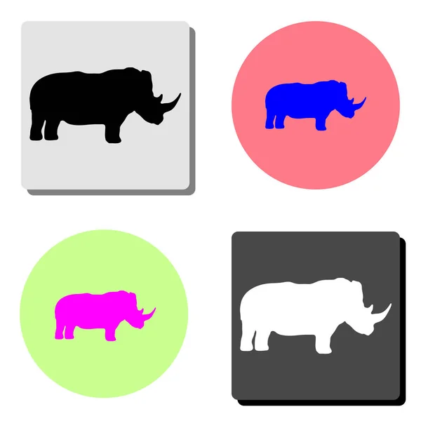 Rinoceronte Semplice Illustrazione Dell Icona Vettoriale Piatta Quattro Diversi Sfondi — Vettoriale Stock