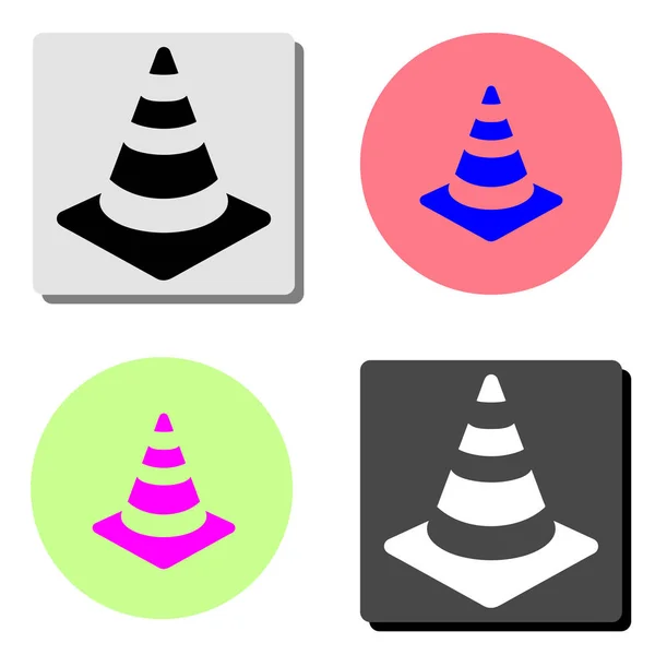 Verkehrskegel Einfache Darstellung Des Flachen Vektorsymbols Auf Vier Verschiedenen Farbhintergründen — Stockvektor