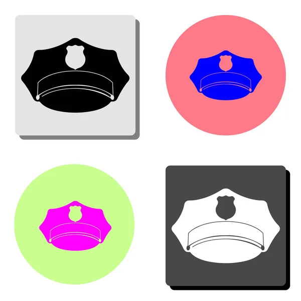 Policeman Peaked Cap Simple Flat Vector Icon Illustration Four Different — Stock Vector
