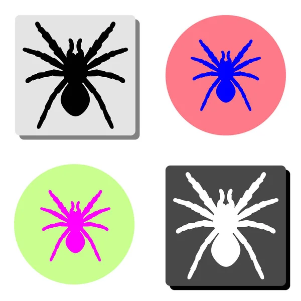 Spider Illustration Simple Icône Vectorielle Plate Sur Quatre Fonds Couleurs — Image vectorielle