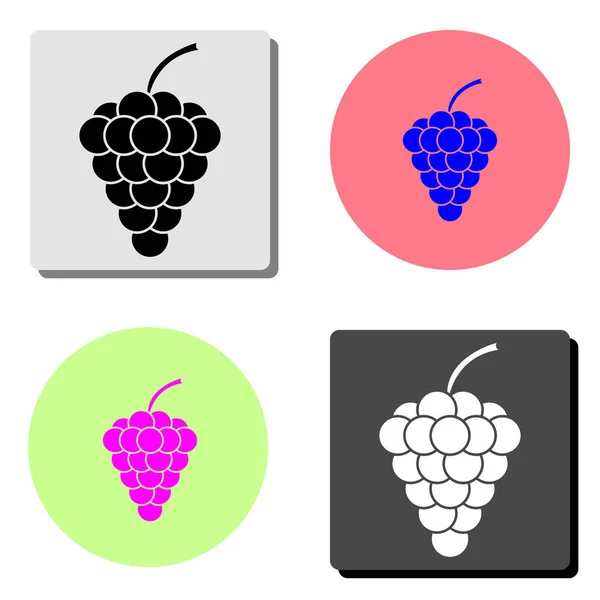 Bunch Grapes Simple Flat Vector Icon Illustration Four Different Color — Stock Vector