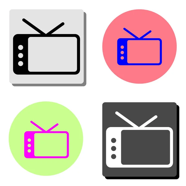つの異なる色の背景のテレビ単純なフラット ベクトル アイコン イラスト — ストックベクタ