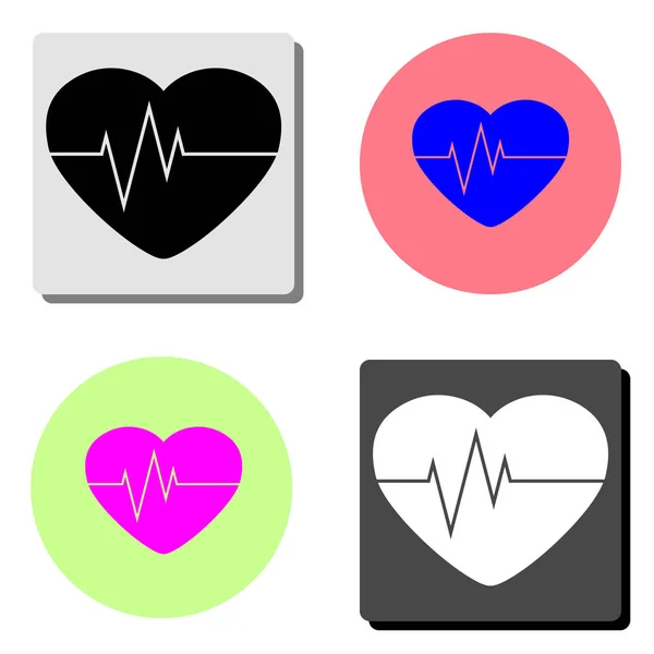 Heartbeat Simple Flat Vector Icon Illustration Four Different Color Backgrounds — Stock Vector